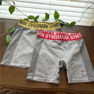 Gymshark Gray Compression Short Set of 2  Red and Yellow Waistbands